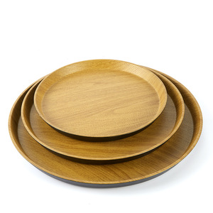 Double-sword round non-slip <b>tray</b>, wood grain Japanese-style <b>tray</b>, dessert <b>tray</b>, <b>tea</b> <b>tray</b>, sushi <b>tray</b>, sukiyaki, Japanese and - Product Image 2
