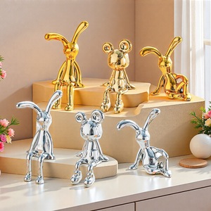 Figurine décorative en or et argent Haiqi Nordic Rabbit Craft, ornement moderne pour la maison, décoration de salon, cadeau d'intérieur - Product Image 1