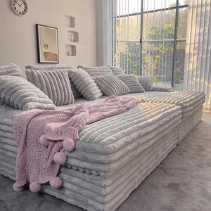 Canapé-lit convertible extra large et profond, en velours moelleux, style nuage, moderne - Product Image 4