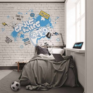 Papier peint mural 3D au design botanique moderne Graffiti mural <span class=keywords><strong>en</strong></span> briques imperméable à peler et à coller pour Game King pour le salon - Product Image 1