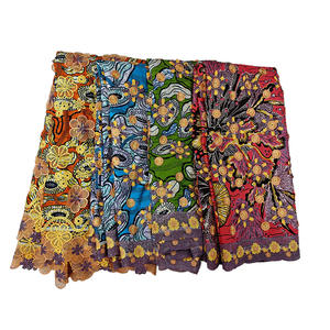 <span class=keywords><strong>Nigerian</strong></span> isch bestickter Guipure Voile Stoff 5 Yards Baumwoll wachs Spitzens toffe - Product Image 1