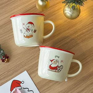Modern Custom-Made Red Trim White Ceramic Christmas Coffee Mugs Santa Claus Patterned Eco-friendly Dishwasher Microwave Safe - Product Image 6