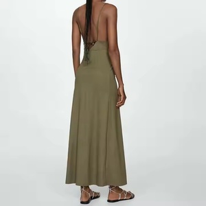 เดรสแฟชั่นสุดฮอตสไตล์วินเทจสุดหรู เซ็กซี่ คอวี ทรงเข้ารูป ผ้าฝ้ายและผ้าลินิน สำหรับผู้หญิง - Product Image 2