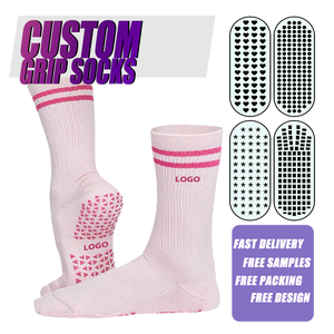 Miễn Phí Mẫu Thấp Moq Biểu Tượng Tùy Chỉnh Cao Cấp Cotton Chống Trượt Grip Pilates Vớ Phi Hành Đoàn Phụ Nữ Trong Nhà Silicone Không Trượt Vớ Yoga - Product Image 1