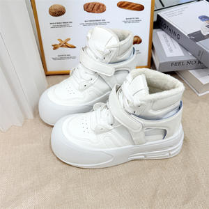 Femmes doux semelle épaisse tête <span class=keywords><strong>pain</strong></span> chaussures PU semelle extérieure en caoutchouc fermeture à enfiler blanc haut conseil confortable - Product Image 3