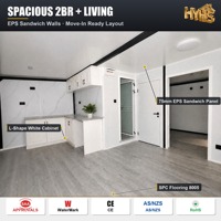 Casa Modular Prefabricada de 2 Dormitorios, Ecológica y de Rápido Montaje, Casa de Huéspedes para Jardín, Casa Contenedor Expandible, Edificio de Oficinas