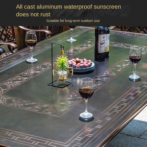 Conjunto de Mesa y Sillas de Aluminio Fundido para Exteriores, Uso en Villas, Patios, Jardines, Balcones, Resistente al Agua y a los Rayos UV, Mesa de Té de Ocio, Combinación Larga - Product Image 2