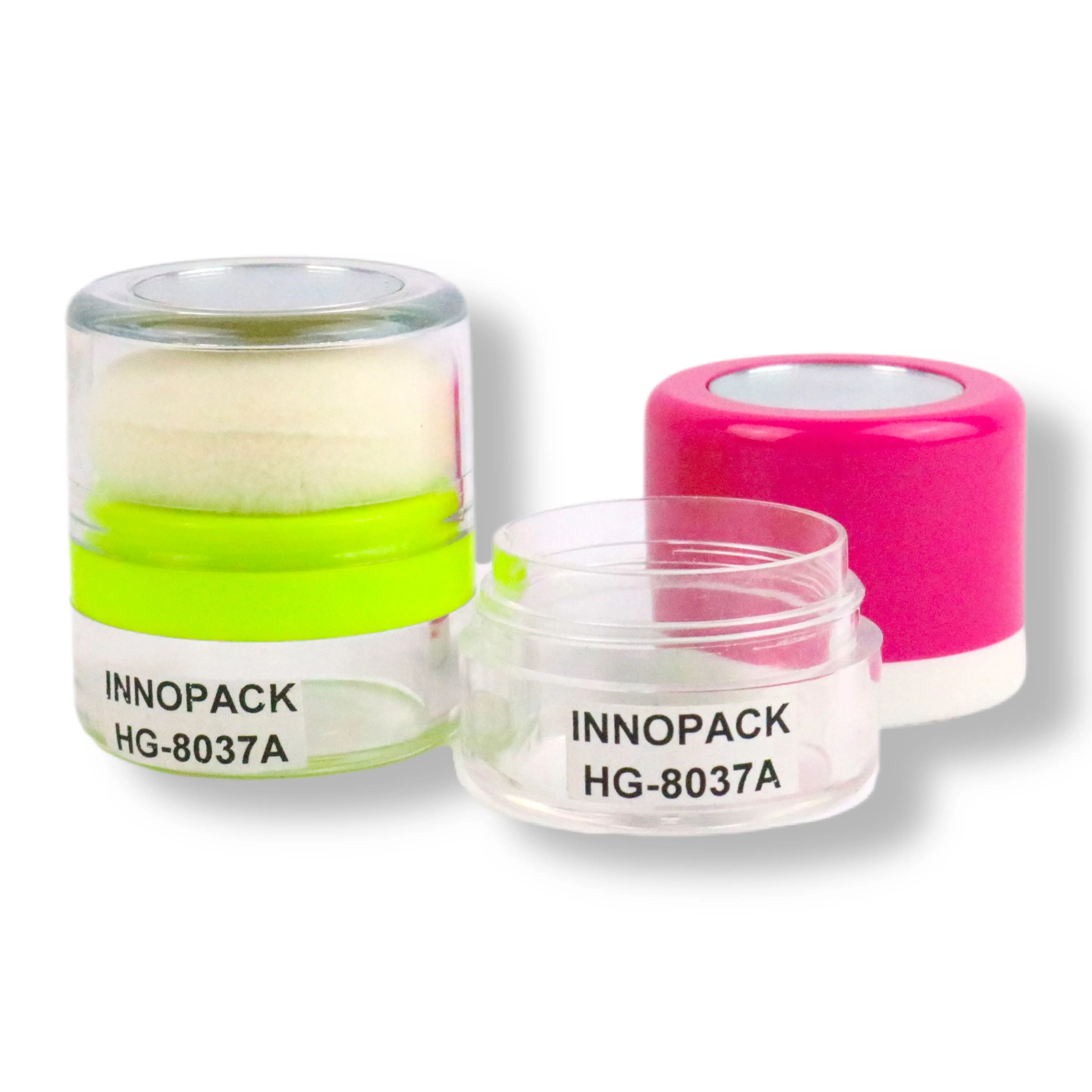 light pink green Plastic makeup compact round cosmetic empty loose powder container makeup jar