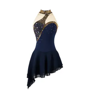 Justaucorps de patinage artistique pour filles, Costumes de danse artistique en Spandex extensible et brillant pour enfants