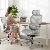 Silla de Oficina Ergonómica, Silla de Escritorio Giratoria de Malla con Respaldo Alto para Oficina en Casa, con Ruedas y Soporte Lumbar