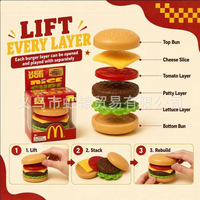 Mainan remas TPR berbentuk hamburger kreatif, mainan makanan realistis, mainan remas hamburger untuk meredakan stres.