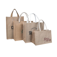 Sac fourre-tout en jute écologique personnalisé avec logo imprimé, sac en tissu recyclé, sacs de shopping