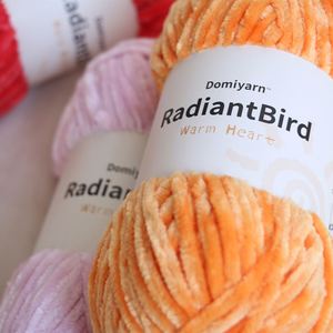 Domi Brand Vente populaire Chaud Super Doux 100G/6Mm Forte Teint Polyester/Coton Chenille Fil pour Tricoter Écharpe & Sac Utilisation - Product Image 3