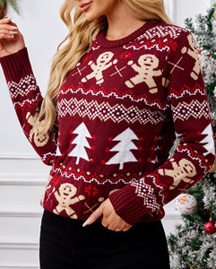 Femmes rouge chandails de noël <span class=keywords><strong>pull</strong></span> drôle renne flocon de neige <span class=keywords><strong>pull</strong></span> à manches longues pulls noël col rond tricoté <span class=keywords><strong>pull</strong></span> hiver - Product Image 4