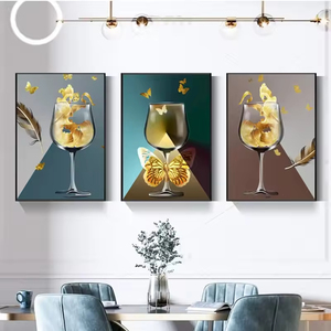 In và Áp phích trừu tượng rượu vang đỏ thủy tinh bức tranh vải cho các nhà hàng và nhà bếp, hiện đại trang trí nội thất bức tranh tường - Product Image 3