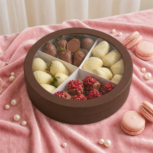 Round Chocolate Gift Box Food Grade <b>Paper</b> Packaging Box with Lid for Bakery and Dessert - Product Image 5