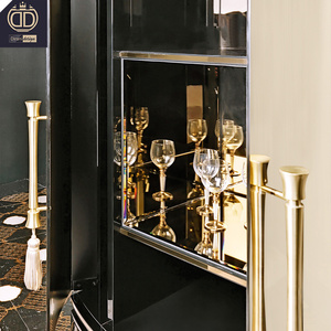 Armoire à vin en verre de luxe moderne pour la maison ou la salle à manger, avec placage bois élégant et rangement en acier inoxydable haut de gamme - Product Image 5