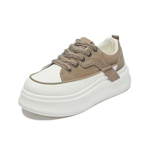 Color Blocked Thick Soled Sponge Shoes <b>Height</b> <b>Increasing</b> Casual Board Shoes Retro Canvas Patchwork Women's Shoes - Product Image 5