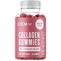 Gummies de collagène OEM/ODM, 60 par flacon, sans gluten, végétaliennes pour adultes, antioxydantes, favorisent l'élasticité de la peau, la santé des cheveux et des ongles