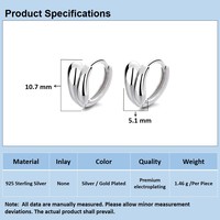Boucles d'oreilles créoles minimalistes vintage en argent sterling 925 poli