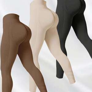 Conjuntos de Yoga para Mujer, Ropa Deportiva de Cintura Alta con Textura Acanalada, Leggings de Yoga para Correr y Hacer Ejercicio - Product Image 3