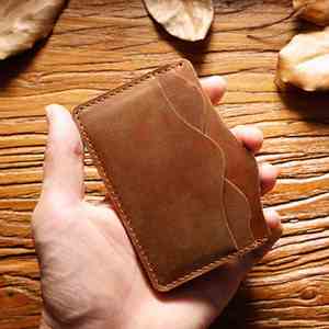 Tarjetero de Cuero Genuino Personalizado, Estilo Retro, Cartera Casual Hecha a Mano para Hombre, Cierre Abierto, Estilo Normcore/Minimalista, para Tarjetas de Visita - Product Image 4