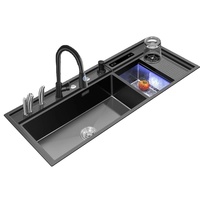 Évier de cuisine ultrasonique grand format en acier inoxydable fait main, design tropical, installation sur comptoir, multifonctionnel pour fruits