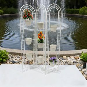 Support de plantes de jardin pliant traditionnel en métal facile à assembler 9 pots pour mariages en plein air prend en charge les plantes grimpantes <span class=keywords><strong>tonnelle</strong></span> ornementale - Product Image 1