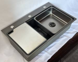 Évier de cuisine Leimanxi en acier inoxydable SUS304, grand modèle à cuve unique, modèle 7046, épaisseur 3+0,75 mm, traitement de surface par électrolyse - Product Image 3
