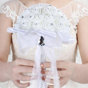 Bouquet de Mariage en Gros, Fleurs Artificielles Réalistes en Mousse PE, Roses, Fausses Fleurs, Ruban Fait Main, Décoration pour Fête, Église, Cadeaux Élégants - Product Image 3