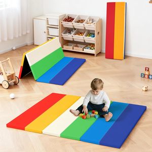 Tapete de Juego Plegable de Tres Pliegues de Cuero Sintético para Bebés, Tapete de Actividades de Espuma para Gatear de 47.6x47.6 Pulgadas, Tapete de Juego para el Tiempo Boca Abajo - Product Image 2