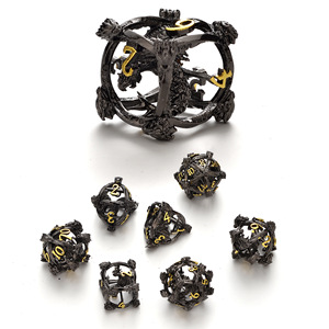 Bán buôn DND kim loại rỗng-out DICE 3D đầu rồng lập thể rồng đặt bán buôn trpg chạy nhóm bảng trò chơi - Product Image 1