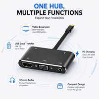Hub USB C 5 en 1, adaptateur multiport HD 4K VGA 1080P, USB 3.0 5 Gbps, charge PD, prise audio pour MacBook Pro, ordinateur portable