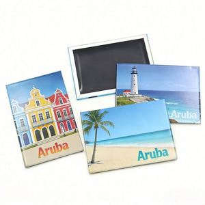 Aimant de réfrigérateur fabriqué en usine, représentant des bâtiments colorés d'Oranjestad, Palm Beach, Aruba, île balnéaire, souvenir de <span class=keywords><strong>voyage</strong></span> - Product Image 1