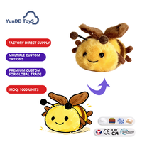 Porte-clés en peluche abeille mignon personnalisé, porte-clés en peluche doux avec illustration dessinée sur mesure pour pendentif de sac