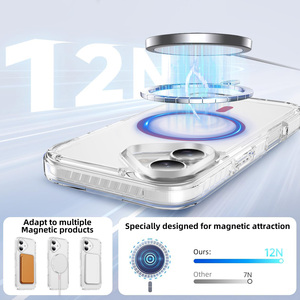 Coque de protection hybride transparente anti-rayures avec pare-chocs magnétique puissant N52 pour iPhone 17, 16, 15, 13 – Vente en gros - Product Image 6