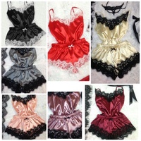 SFY710 Gros Ensemble de Pyjama 2 Pièces en Dentelle Décontracté pour Femme, Sous-Vêtements Imprimés, Nuisette Courte Sexy