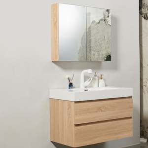 Nouvelle conception de meuble-lavabo en placage de bois de style européen avec miroir, lavabo et meuble-lavabo pour appartement - Product Image 6
