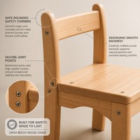 Chaise pour enfants en bois de hêtre Chuangjin, hauteur d'assise 29 cm, dossier haut, sièges Montessori pour garderie, école, vente en gros