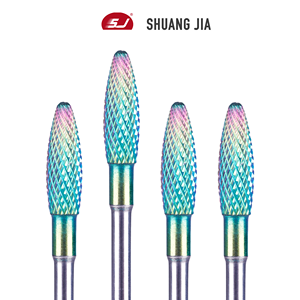 Đầu mài móng SHUANGJIA 4mm Flame <span class=keywords><strong>Bits</strong></span> 3/32 Rainbow Carbide, dụng cụ mài móng xoay, loại bỏ gel, phụ kiện máy khoan điện - Product Image 4