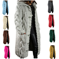 92288# Dernier Design Long Cardigan Pull Femme Mode Manches Longues Couleur Unie Manteaux d'Hiver pour Dames Femme Pull Tricoté