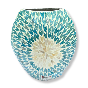 Vase décoratif artisanal en carton à motif floral avec incrustation de coquille de Capiz - Product Image 3