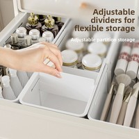 Caja de Almacenamiento Rectangular Moderna con Compartimentos Expandibles, Organizador de Cajones con Rejilla de Clasificación Integrada, PP Sostenible Multifuncional