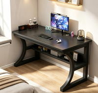 Bureau de jeu pour ordinateur moderne, 140 cm, table de bureau et d'étude avec étagère de rangement, bureau de jeu pour PC dans la chambre