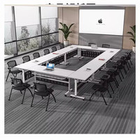 Table de conférence pliante HYZ-215X, modulaire, mobile, avec roulettes, mobilier de bureau multifonctionnel pour salle de conférence, chaise de formation