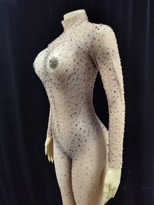 <span class=keywords><strong>Combinaison</strong></span> de soirée décontractée de luxe pour femmes, moulante, skinny, scintillante, ornée de strass, unie, robe de boîte de nuit d'été - Product Image 4