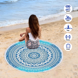 Bán buôn số lượng lớn lớn tùy chỉnh sợi nhỏ in tua Mandala bãi biển khăn khô nhanh khăn mềm đầy màu sắc Logo dệt thăng hoa - Product Image 6