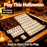 Jeu de Mahjong américain en acrylique blanc nacré de 160 tuiles, thème gothique Halloween gravé