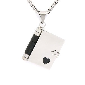 Collar con Colgante de <span class=keywords><strong>Libro</strong></span> Abrible con Corazón <span class=keywords><strong>Hueco</strong></span> de Acero Inoxidable Personalizado de Moda al por Mayor para Mujer - Product Image 4