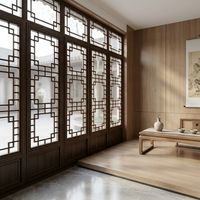 Fenêtre manuelle en aluminium à triple vitrage isolant Low-E, design traditionnel de style chinois ancien, économie d'énergie, luxe